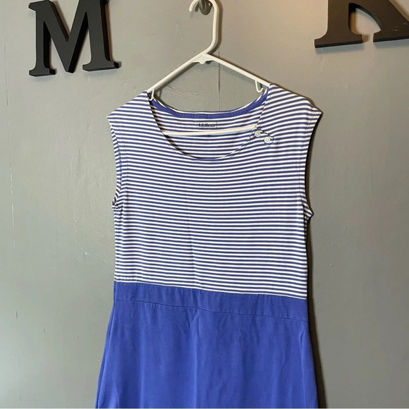 L.L. Bean blue stripe sleeveless tshirt dress size medium - Picture 2 of 9
